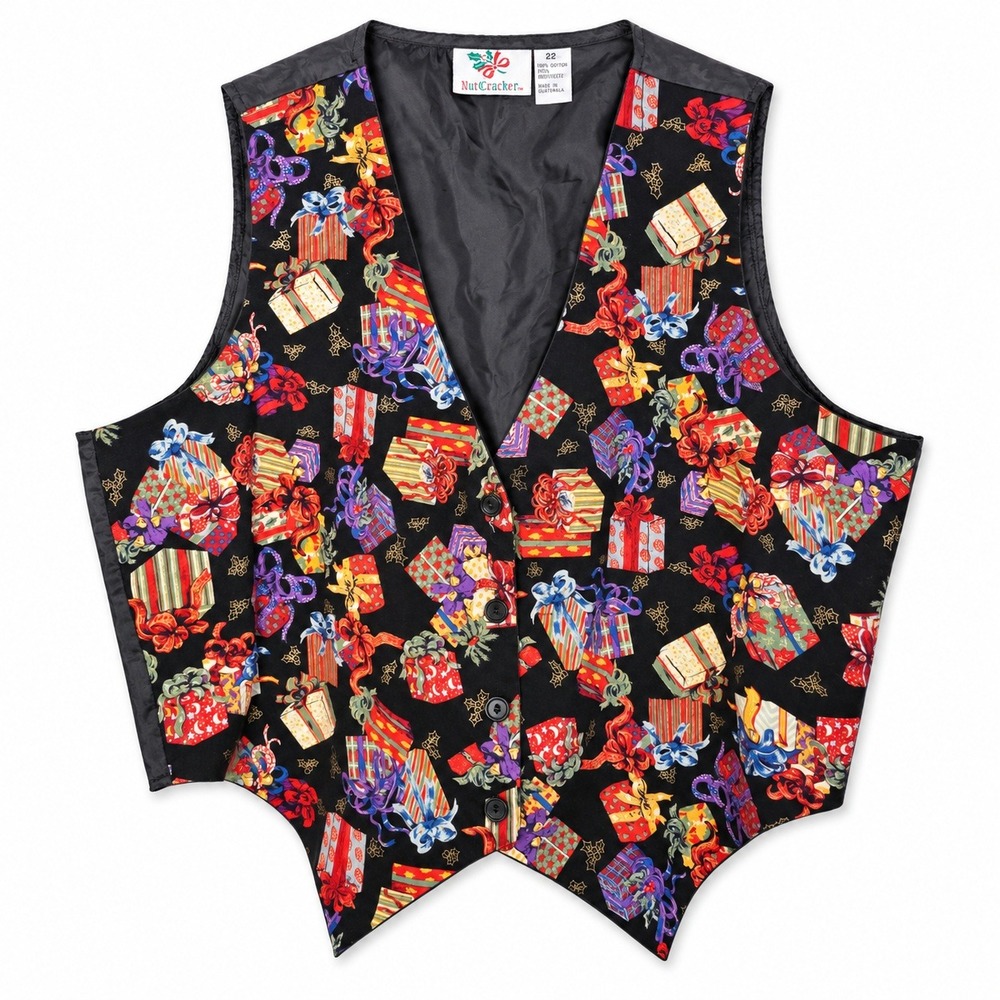 Nutcracker Christmas Present Vest Womens 22 Black Holiday Festive Excellent